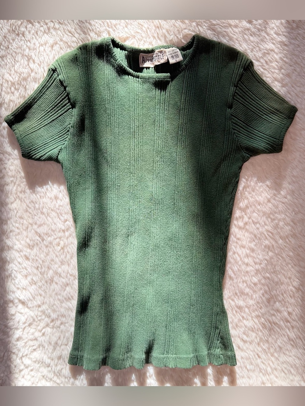 Y2K Vintage Aeropostale Ribbed Knit Baby Tee T-Shirt Top Crew Neck Women’s Small